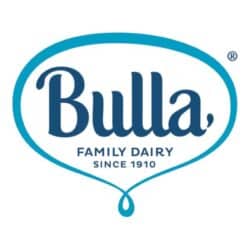 Bulla Family Dairy logo on a white background. The logo features the brand name "Bulla®" in bold letters, "Family Dairy" in smaller letters, and "Since 1910" indicating the establishment year.