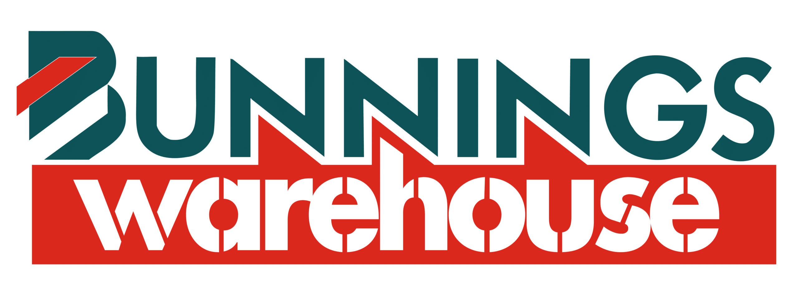 The image displays the Bunnings Warehouse logo, featuring the letter "B" enclosed in a red and green ribbon, with the word "BUNNINGS" below it in bold white letters, all against a vibrant red background. To the right, a smaller logo with the letter "N" in green and red colors is also visible.