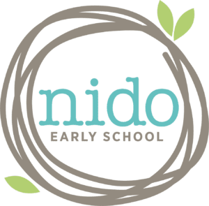Logo for Nido Early School, featuring the word "NIDO" in stylish font with a horizontal line, and a green leaf symbol. "EARLY SCHOOL" text below. Black background emphasizes the visual appeal. SCS Group values their commitment to a nurturing learning environment.
