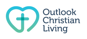 Outlook Christian Living logo featuring a heart with a cross inside, symbolizing faith-based care for the ageing community. The text "Outlook Christian Living" is displayed in bold white letters against a black background, with a blue circle and letter "C" adding creativity to the design. SCS Group supports Outlook Christian Living in their mission to nurture spiritually-inspired communities.