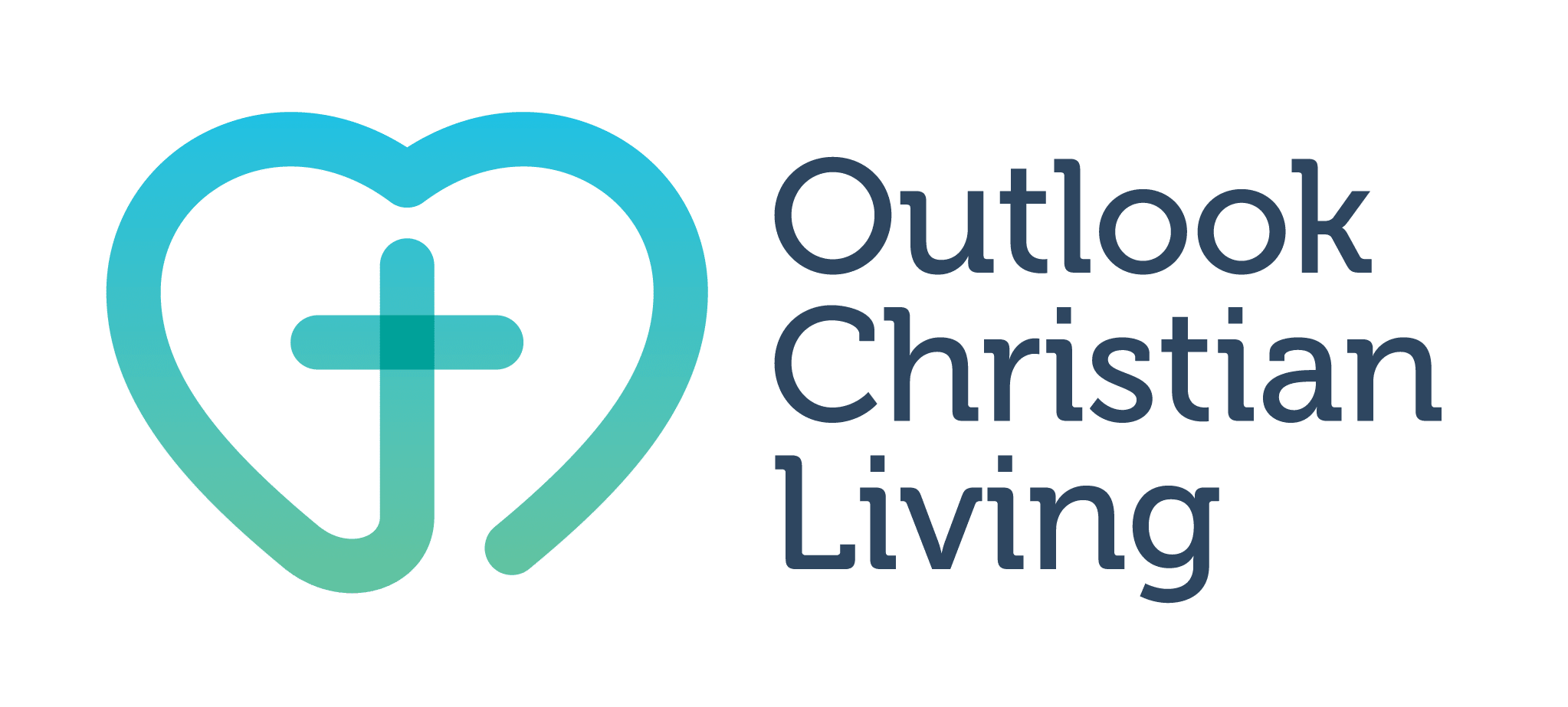 Outlook Christian Living logo featuring a heart with a cross inside, symbolizing faith-based care for the ageing community. The text "Outlook Christian Living" is displayed in bold white letters against a black background, with a blue circle and letter "C" adding creativity to the design. SCS Group supports Outlook Christian Living in their mission to nurture spiritually-inspired communities.