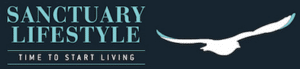 Logo of Sanctuary Lifestyle, a lifestyle brand promoting independent living, featuring a white eagle on a sleek dark background, with the text "Sanctuary Lifestyle - Time to Start Living" above the logo.