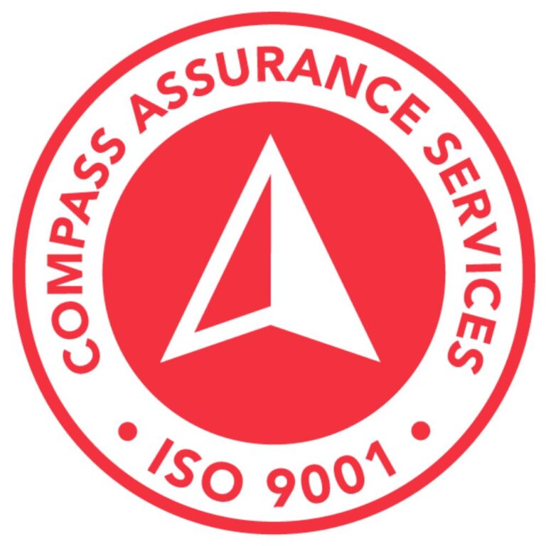 Compass Assurance Services ISO 9001 certification logo featuring a red and white compass symbol.
